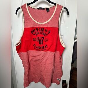 Sean John Red and Cream Striped Tank Top